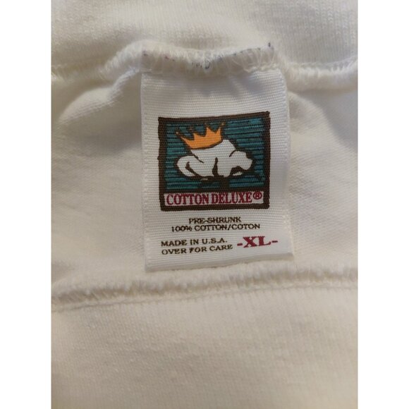 Vintage Santa Claws Cat T-Shirt Christmas Mock Neck Long Sleeves XL White Red - Picture 6 of 6